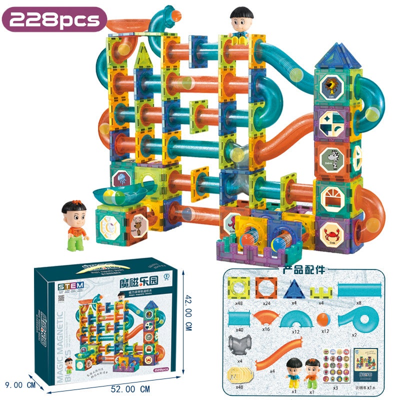 Q-Color Window Magnetic Tiles Children'S Educational Magnetic Assembly Pipe Building Blocks Versatile Construction Track Toy Gift - Image 1